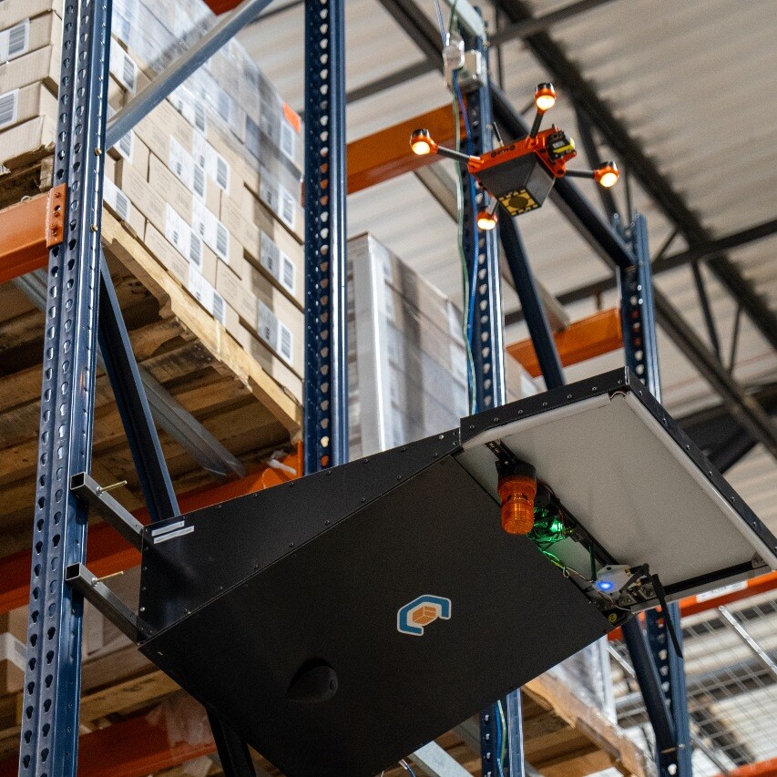 A Corvus One drone takes off from its landing pad at GNC's Whitestown, Indiana distribution center.
